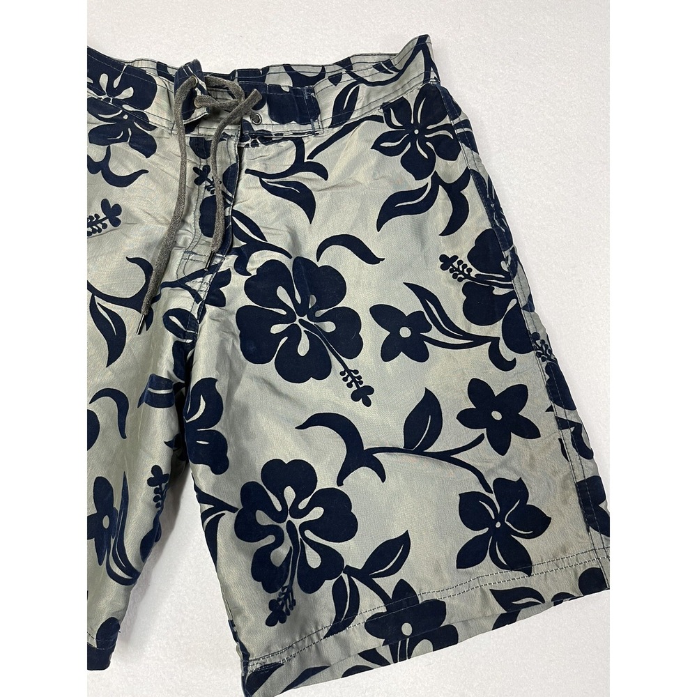 BULLHEAD Mens 29 Board Shorts Burnout Velvet Nylon Dark Blue Gray Made In USA - Picture 2 of 14